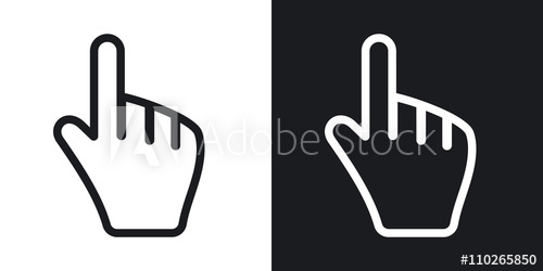 500x250 Hand Cursor, Vector Two Tone Version On Black And White Backgro