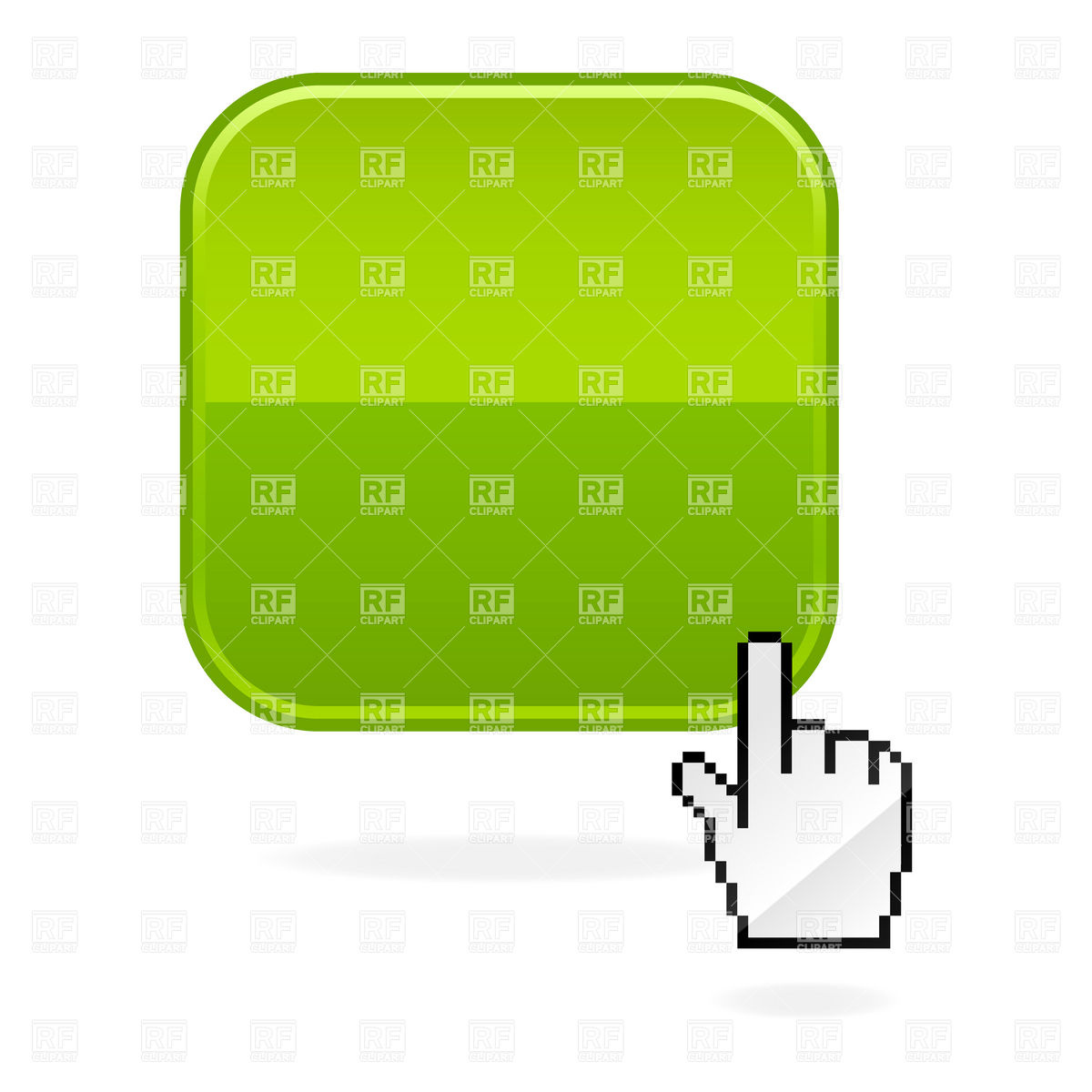 1200x1200 Blank Square Glossy Button With Hand Cursor Vector Image Of Signs