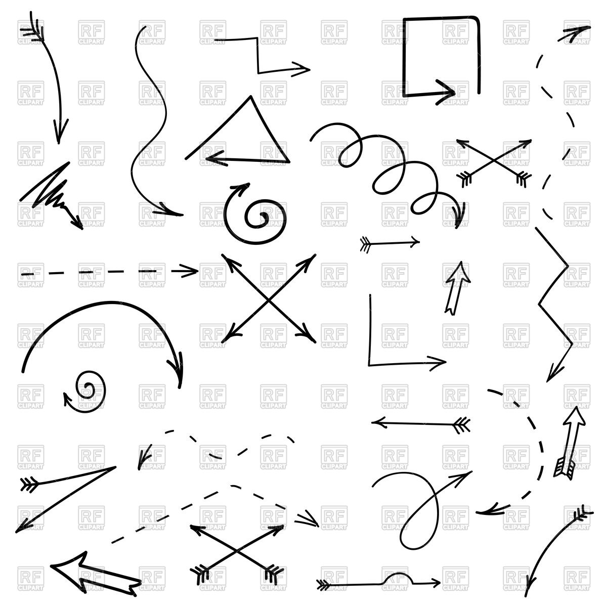 Set Of Hand Drawn Arrows Vector Image Of Objects 1200x1200 Set Of Hand Drawn Arrows Vector Image Of Objects