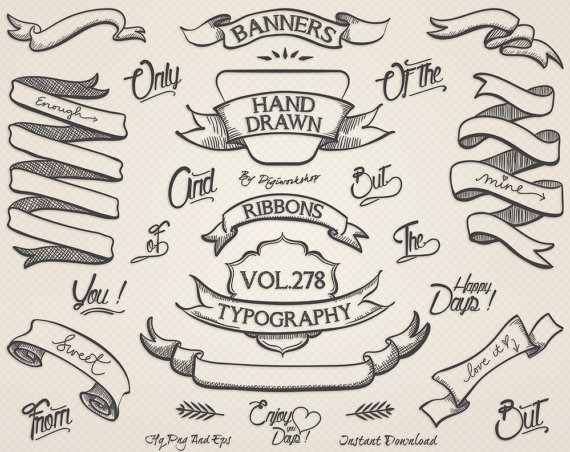Hand Drawn Banners Clipart Digital Clip Art Hand Drawn Banners 570x452 Hand Drawn Banners Clipart Digital Clip Art Hand Drawn Banners