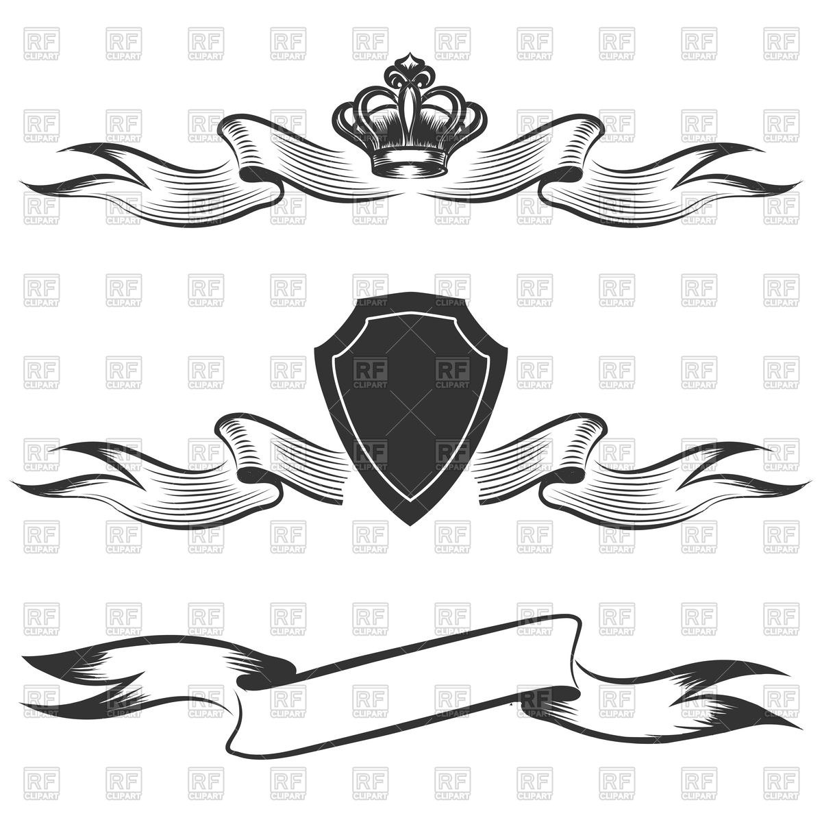 Hand Drawn Banners Set Ribbon With Crown Vector Image Of Flags 1200x1200 Hand Drawn Banners Set Ribbon With Crown Vector Image Of Flags