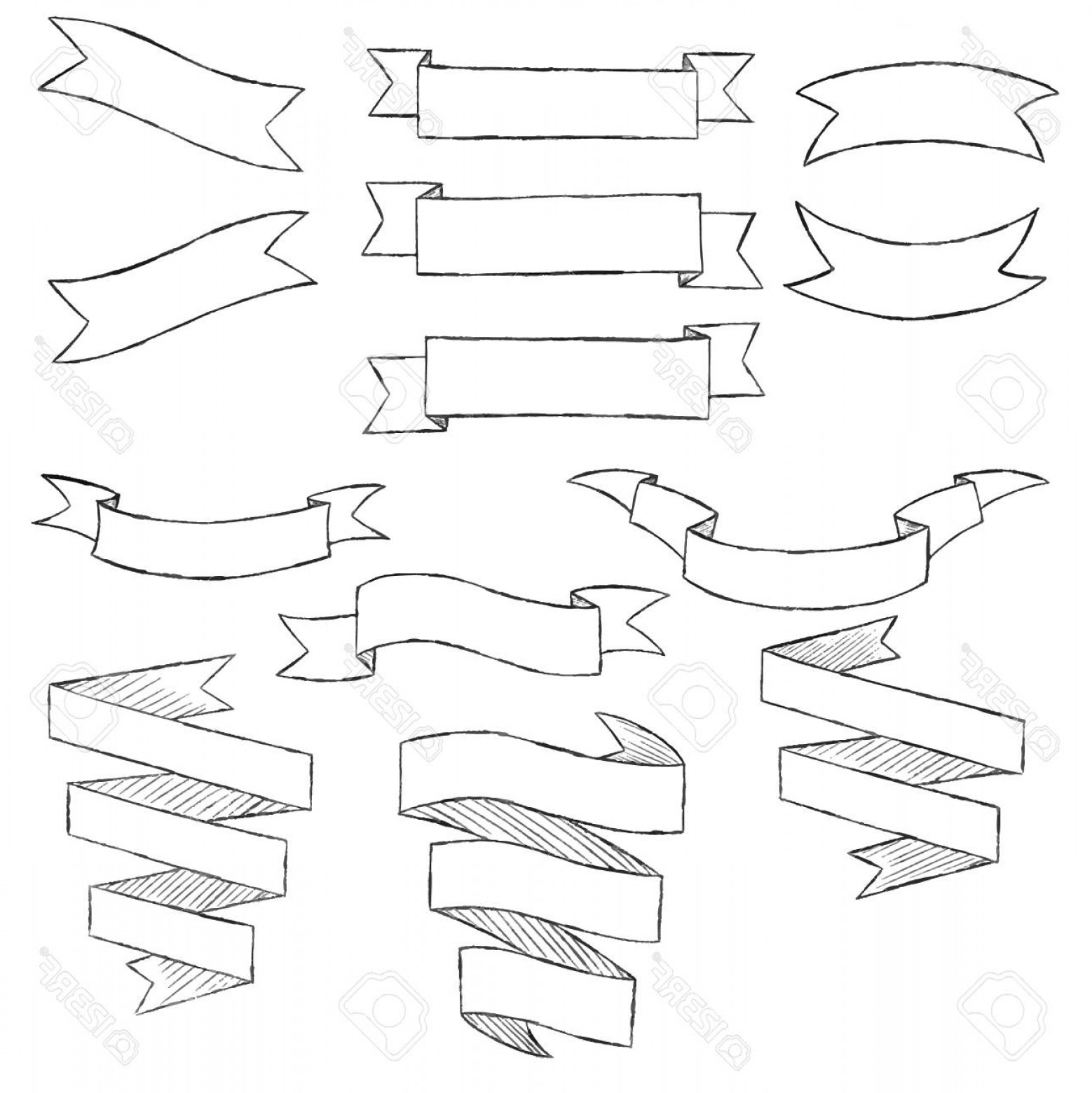 Photostock Vector Hand Drawn Banners Set Vector Illustration 1558x1560 Photostock Vector Hand Drawn Banners Set Vector Illustration