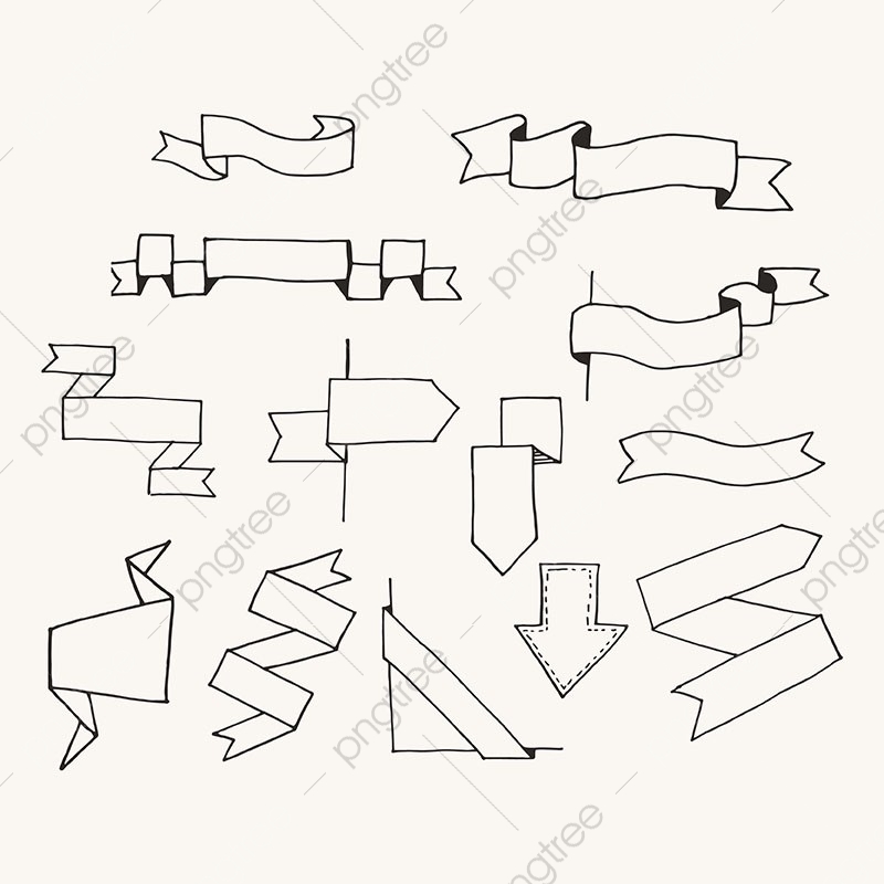 Set Of Hand Drawn Banner Collection, Hand Drawn, Band, Black Png 800x800 Set Of Hand Drawn Banner Collection, Hand Drawn, Band, Black Png