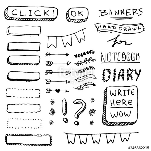 Cute Hand Drawn Banners For Your Design Label For Notebook, Diary 500x500 Cute Hand Drawn Banners For Your Design Label For Notebook, Diary