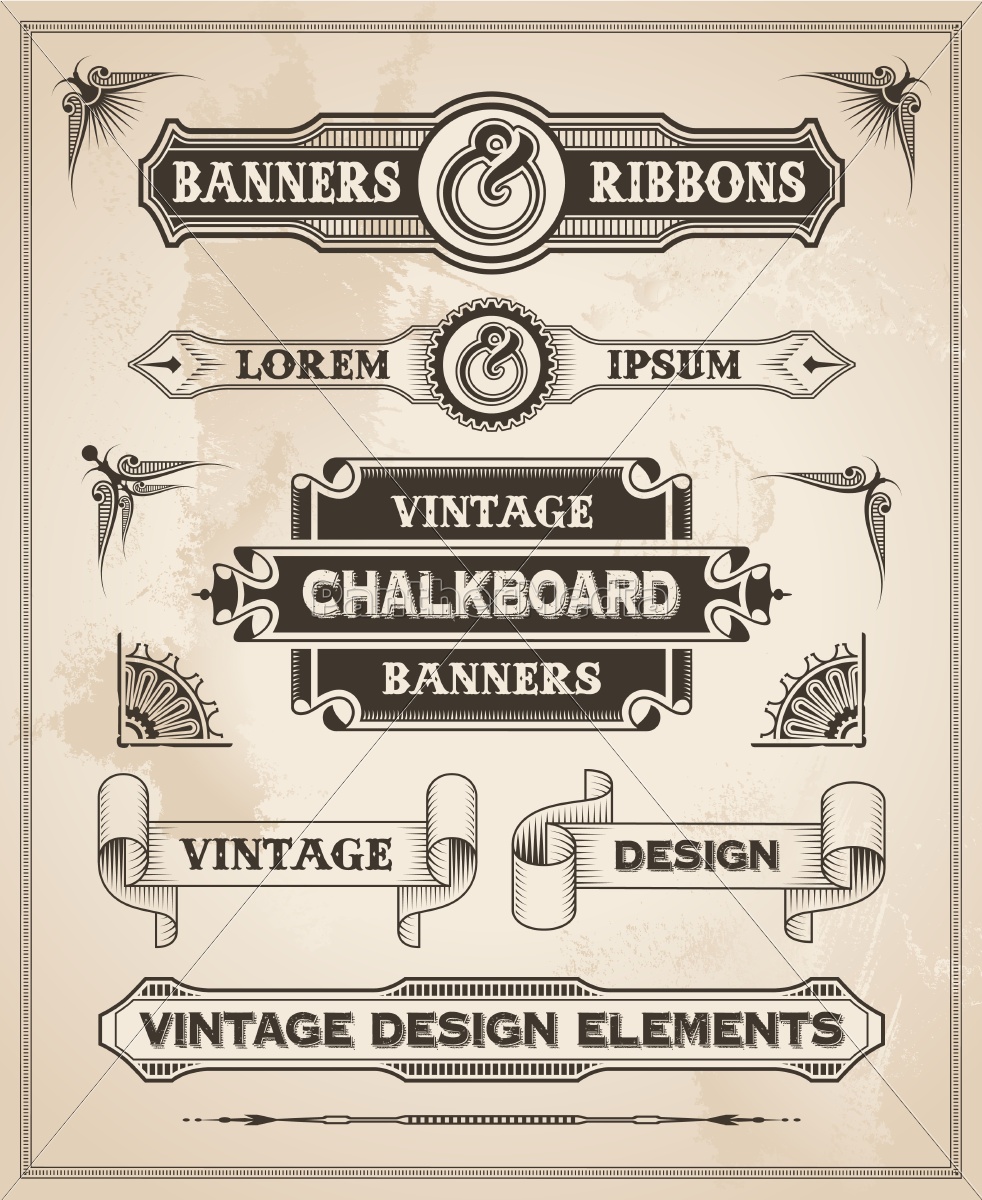 Vintage Retro Hand Drawn Banner Set 982x1200 Vintage Retro Hand Drawn Banner Set