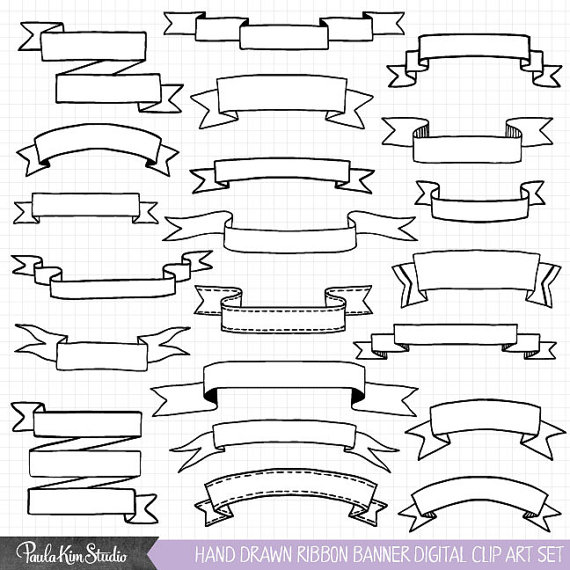 Hand Drawn Banner Clipart, Ribbon Banner Clip Art, Commercial Use 570x570 Hand Drawn Banner Clipart, Ribbon Banner Clip Art, Commercial Use