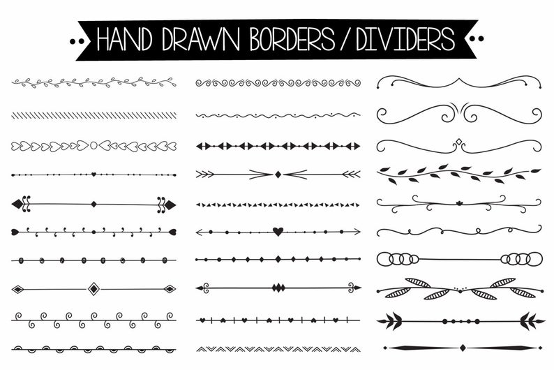 794x530 Hand Drawn Borders Doodle Dividers Scrapbook Invitation Etsy