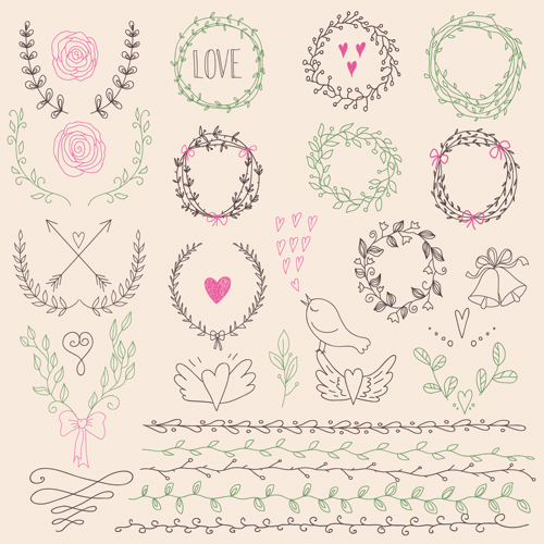 500x500 Hand Drawn Floral Frame With Border Vector Free Download