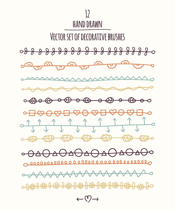 600x720 Set Of Decorative Hand Drawn Border Vector Decorative Brushes