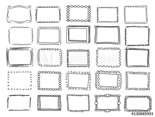 500x378 Simple Doodle, Sketch Square Vector Frames Hand Drawn Borders