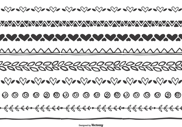 632x443 Cute Hand Drawn Heart Leaf Border Set Free Vector Download