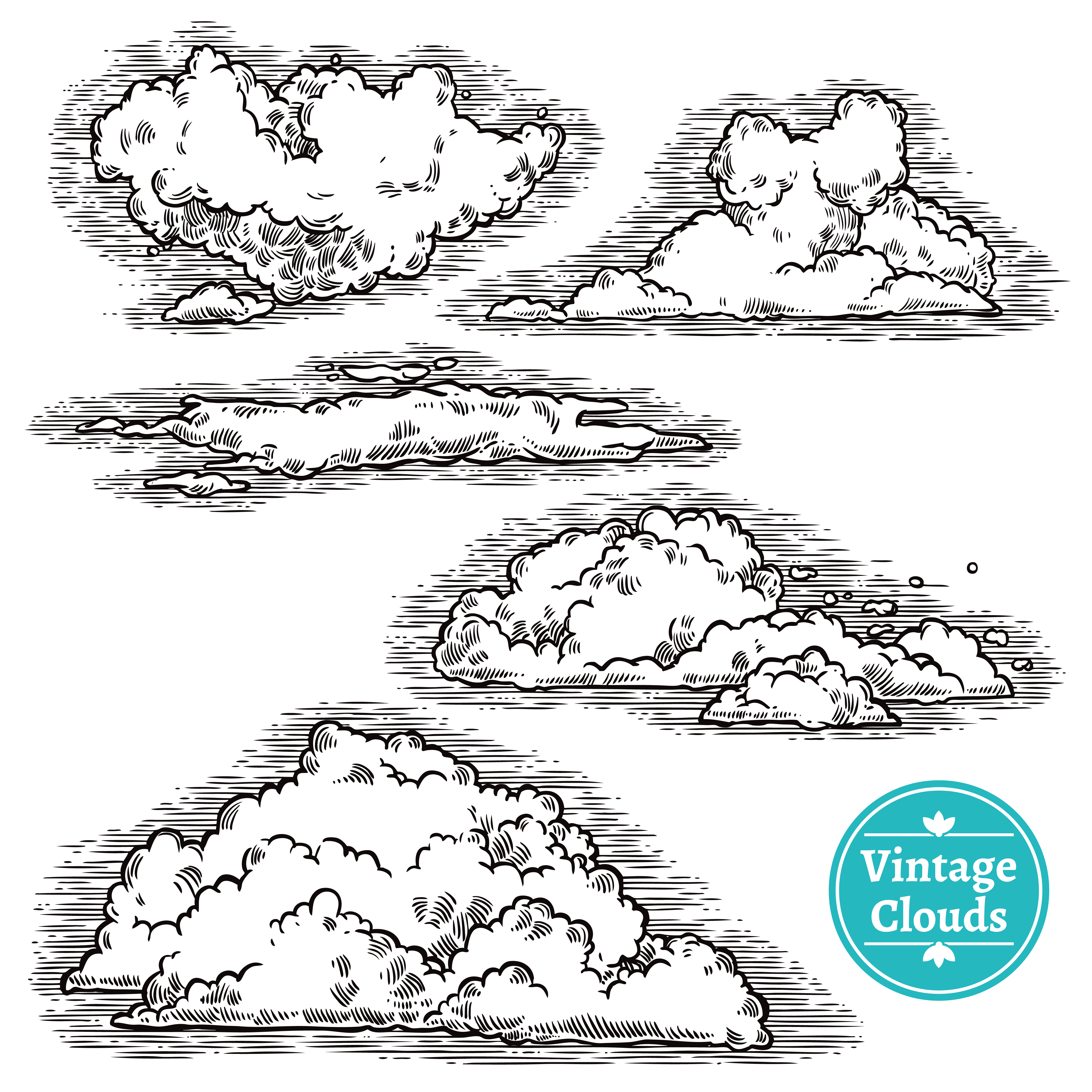 4500x4500 Hand Drawn Clouds Set