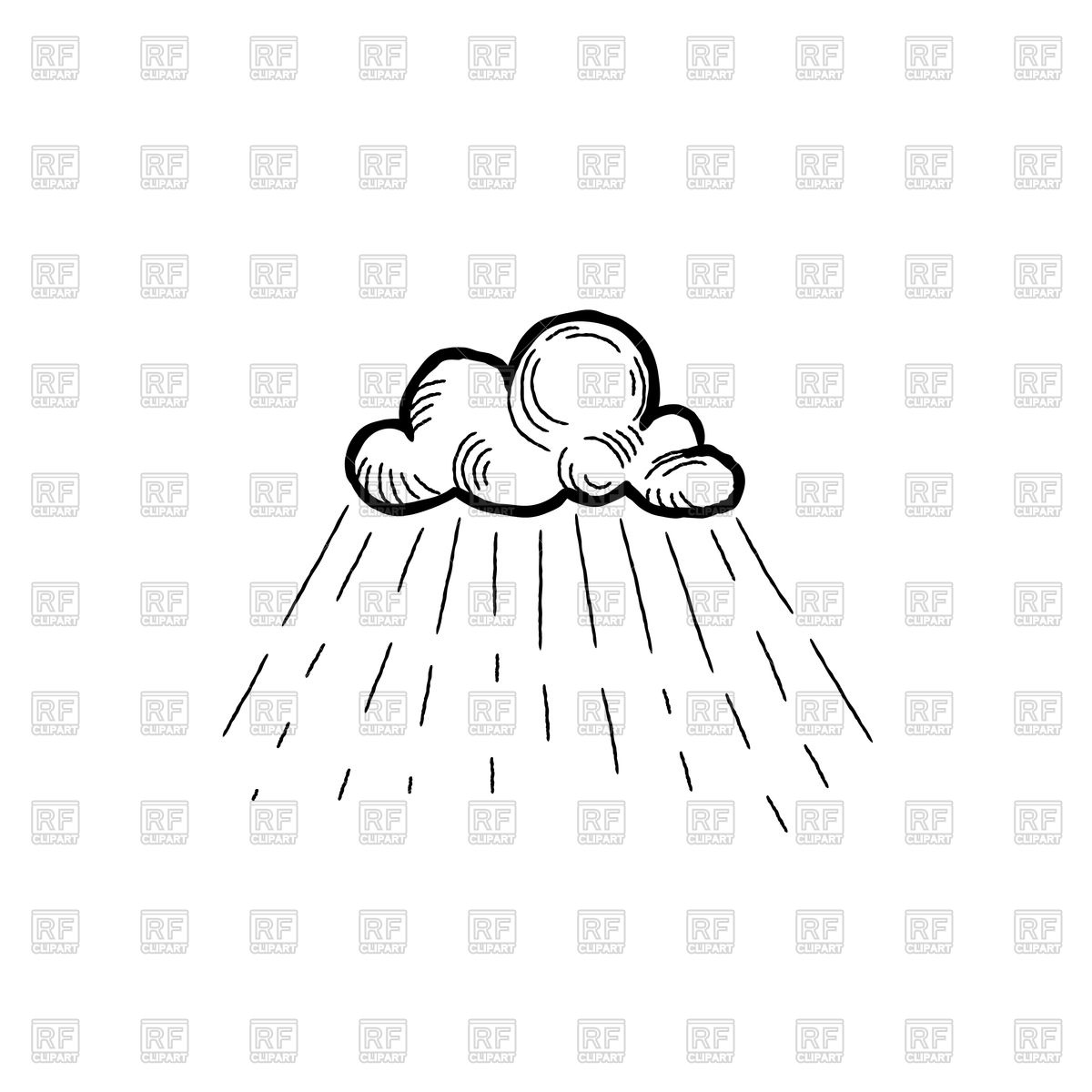 1200x1200 Hand Drawn Cloud With Rain Droplets Vector Image Of Icons