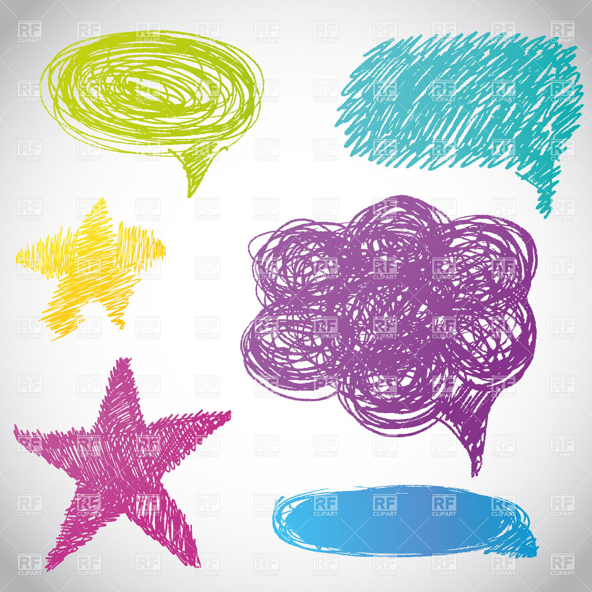1200x1200 Hand Drawn Clouds And Think Bubbles With Space For Text Vector