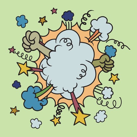 450x450 Battle Cloud,fight Comics Style Hand Drawn Clouds Boom