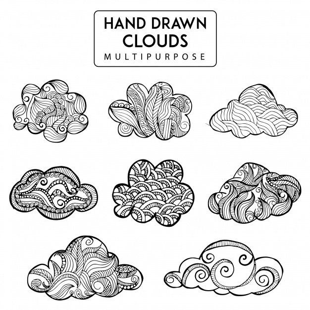 626x626 Hand Drawn Clouds Collection Vector Free Download
