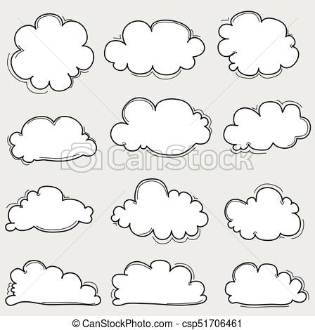 448x470 Hand Drawn Clouds Doodle Vector Set Vector Illustration Clip Art