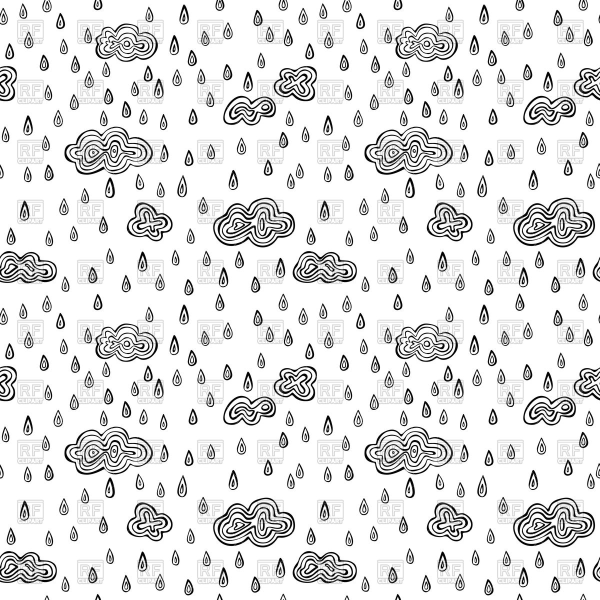 1200x1200 Seamless Illustrated Pattern Made Of Hand Drawn Raindrops