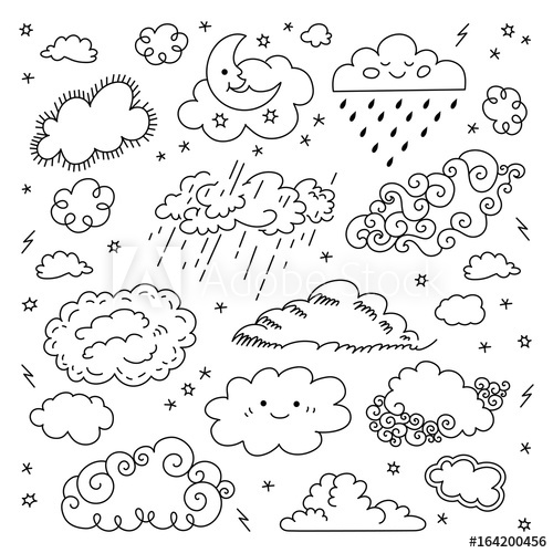 500x500 Cloud Hand Drawn Clouds Icons Set Children's Sky And Weather