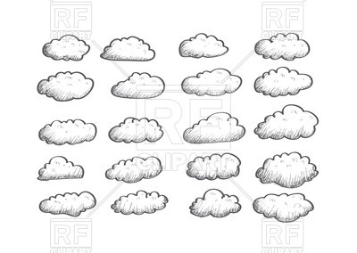 400x284 Set Of Hand Drawn Clouds Vector Image Of Signs, Symbols, Maps