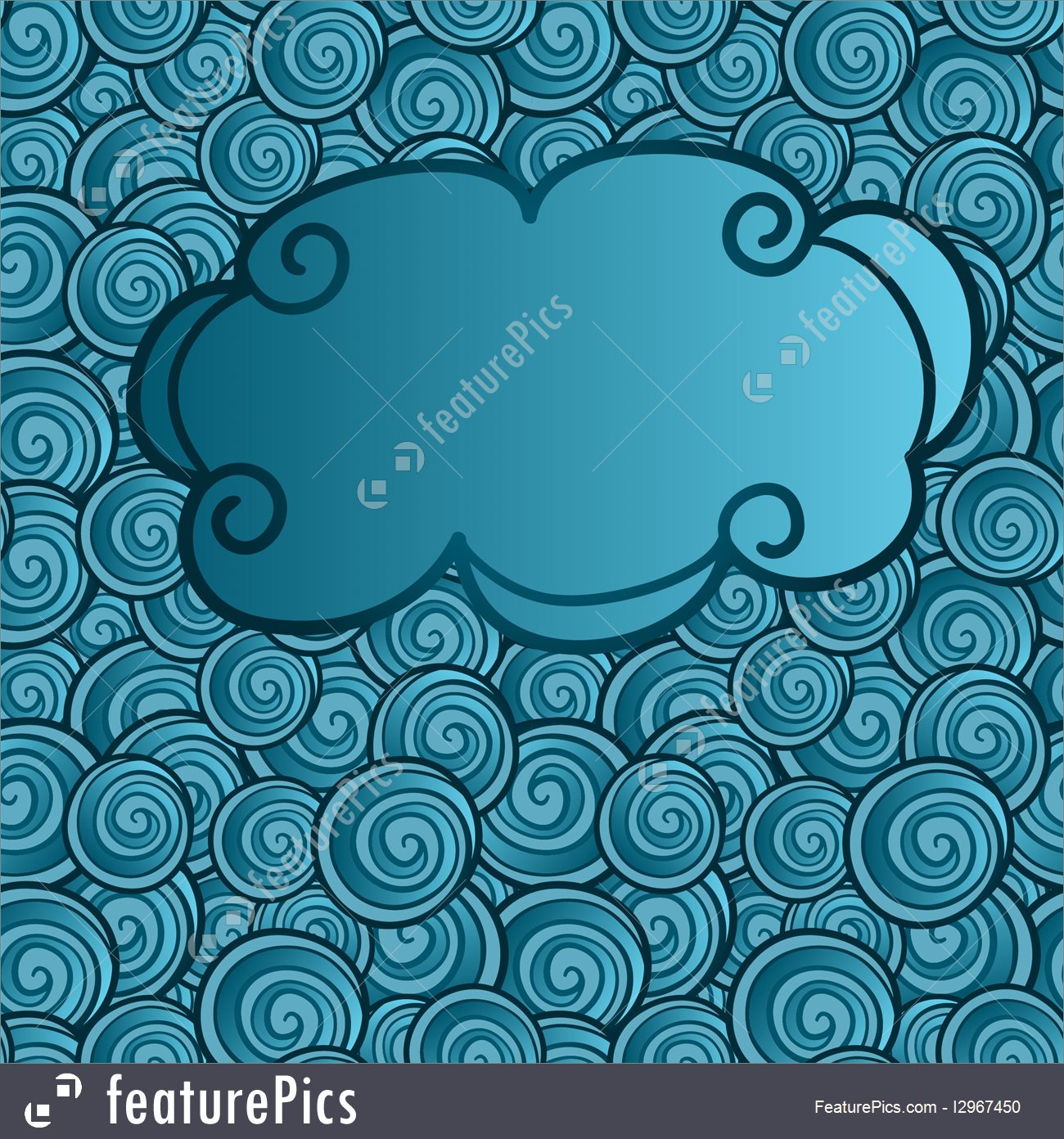 1300x1392 Vector Hand Drawn Cloud On Abstract Seamless Background Stock