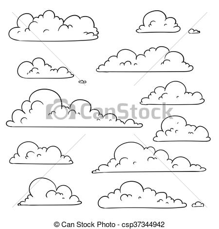 450x470 Vector Hand Drawn Clouds Vector Illustration Of Abstract Hand