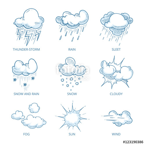 500x500 Vector Doodle Big Set Of Hand Drawn Clouds Stock Image
