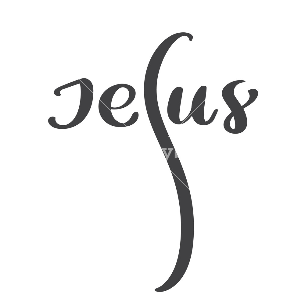 Hand Drawn Jesus Lettering Text Text Cross Form White Background 1000x1000 Hand Drawn Jesus Lettering Text Text Cross Form White Background