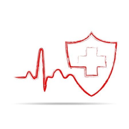 Hand Drawn Shield Icon With Heartbeat Sign And Medical Cross 450x450 Hand Drawn Shield Icon With Heartbeat Sign And Medical Cross