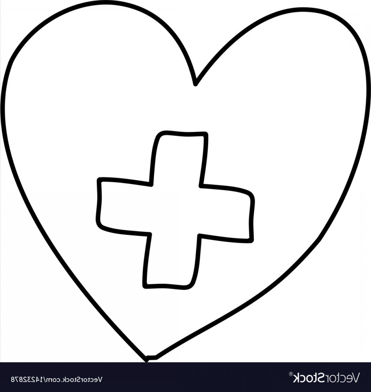 Monochrome Hand Drawn Contour Of Heart With Cross Vector 1200x1266 Monochrome Hand Drawn Contour Of Heart With Cross Vector