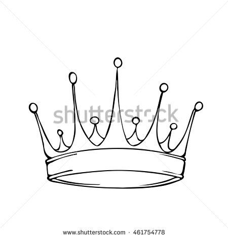 450x470 Golden King Crown Hand Drawn Vector Stock Illustration Black