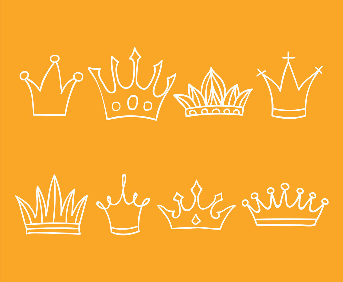 1136x936 Hand Drawn Cartoon Crown Vector Set Vector Art Graphics