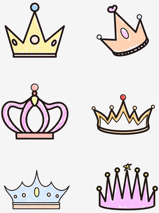 640x855 Hand Drawn Funny Crown Vector Design Material, Hand Drawn