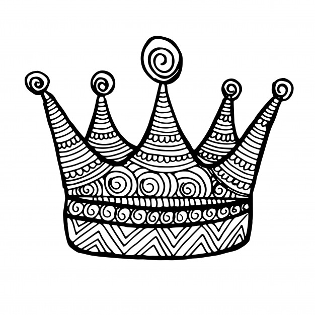 626x626 Beautiful Hand Drawn Black And White Crown Vector Free Download