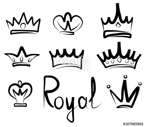 500x437 Hand Drawn Crowns Logo And Icon Collection Stock Image