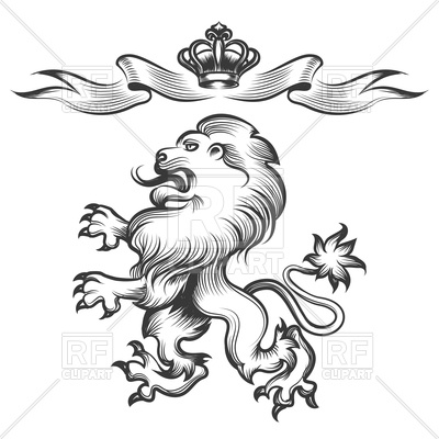 400x400 Hand Drawn Heraldic Lion Sketch With Crown Vector Image