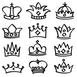 300x300 Crowns Vector Illustrations Hand Drawn Queen And King Beautiful