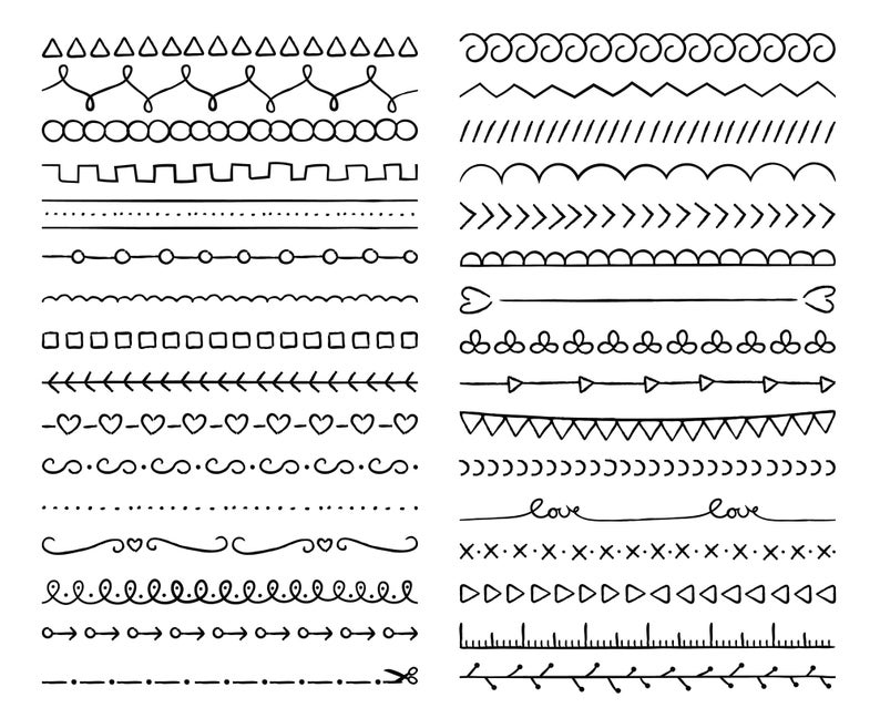 794x648 Doodle Dividers Vector And Png Hand Drawn Borders Text Etsy