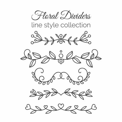 490x490 Flourishes Hand Drawn Dividers Set Line Style Decoration