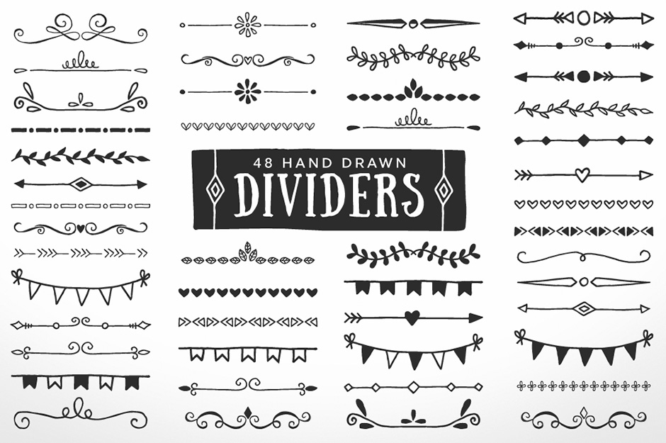 940x625 Hand Drawn Dividers Borders