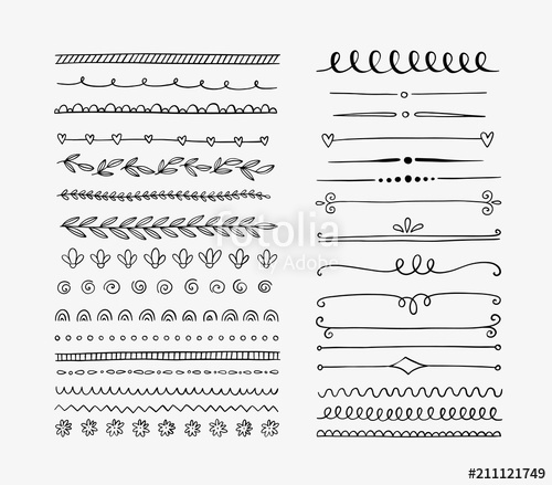 500x439 Set Of Hand Drawn Lines, Dividers And Swirls Vector Doodle Design