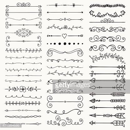 416x416 Vector Black Hand Drawn Dividers, Arrows, Swirls Premium Clipart