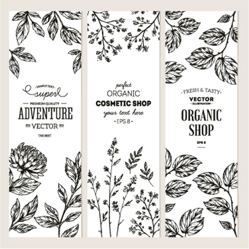 500x500 Hand Drawn Floral Banners Vectors Illustration Free Download