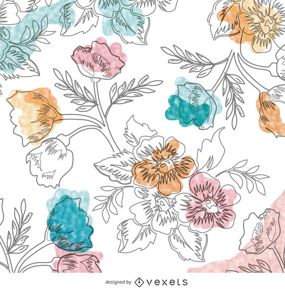 562x570 Watercolor Hand Drawn Floral Wallpaper
