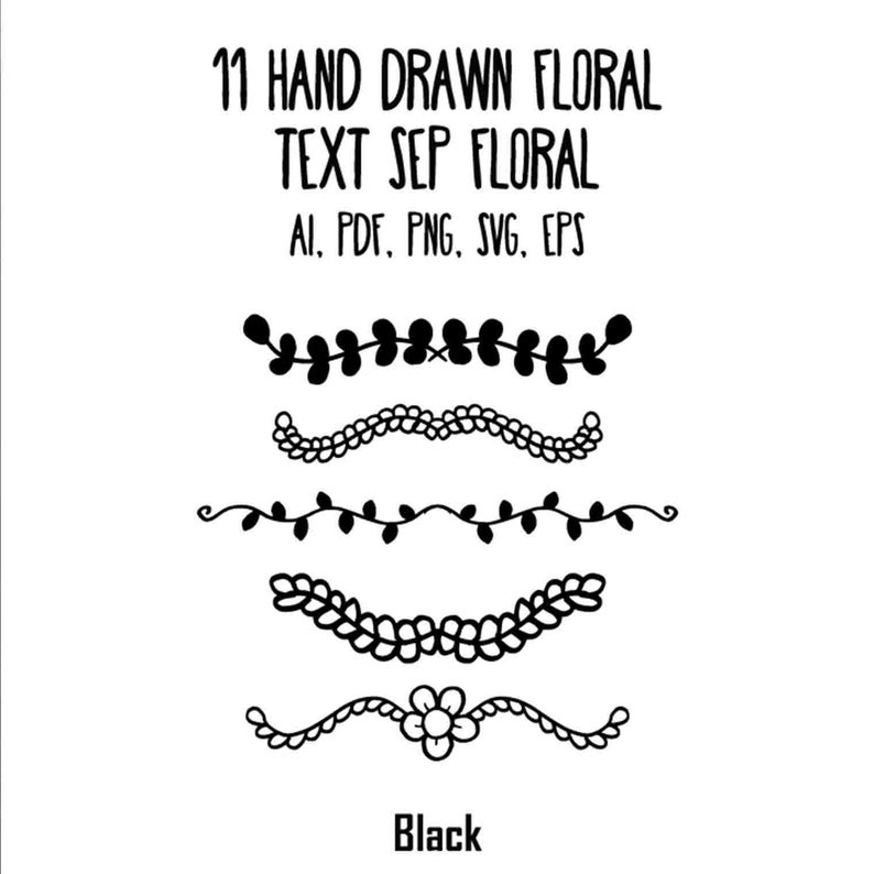 794x794 Hand Drawn Floral Elegant Vector Header Decorative Text Etsy