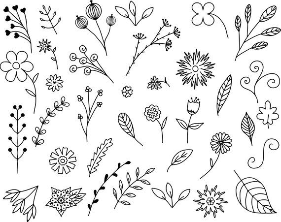 Floral Doodles Vector Pack, Hand Drawn Doodle Clipartleaves 570x451 Floral Doodles Vector Pack, Hand Drawn Doodle Clipartleaves
