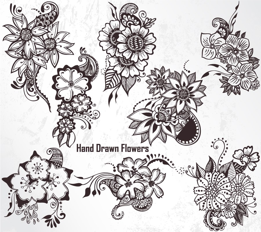 Hand Drawn Flowers Vector And Photoshop Brush Pack 900x800 Hand Drawn Flowers Vector And Photoshop Brush Pack