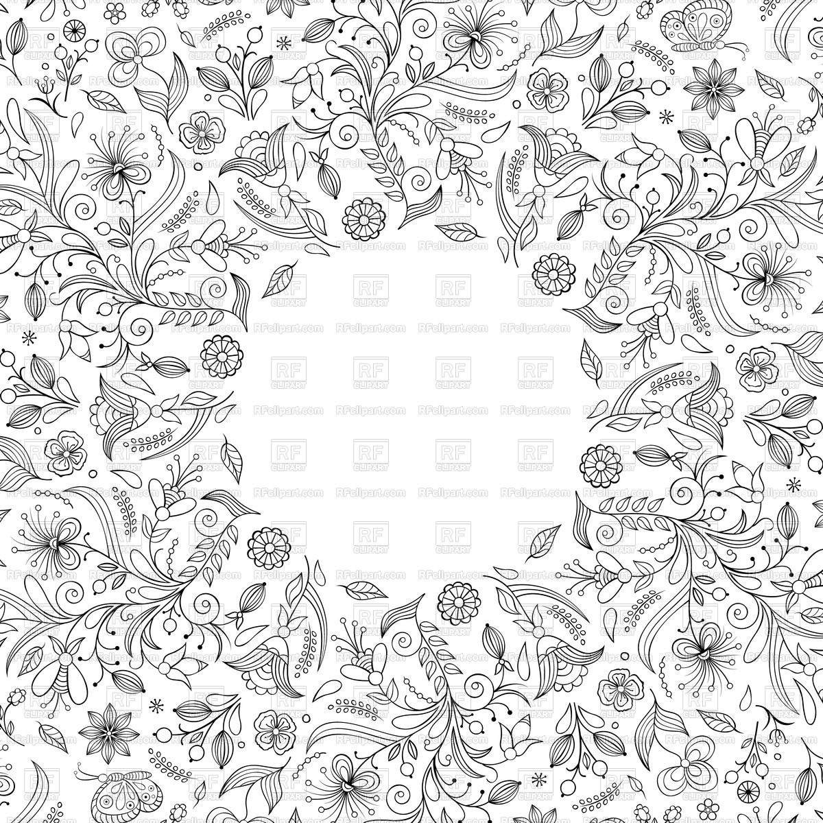 Invitation Card With Hand Drawn Flowers Vector Illustration 1200x1200 Invitation Card With Hand Drawn Flowers Vector Illustration