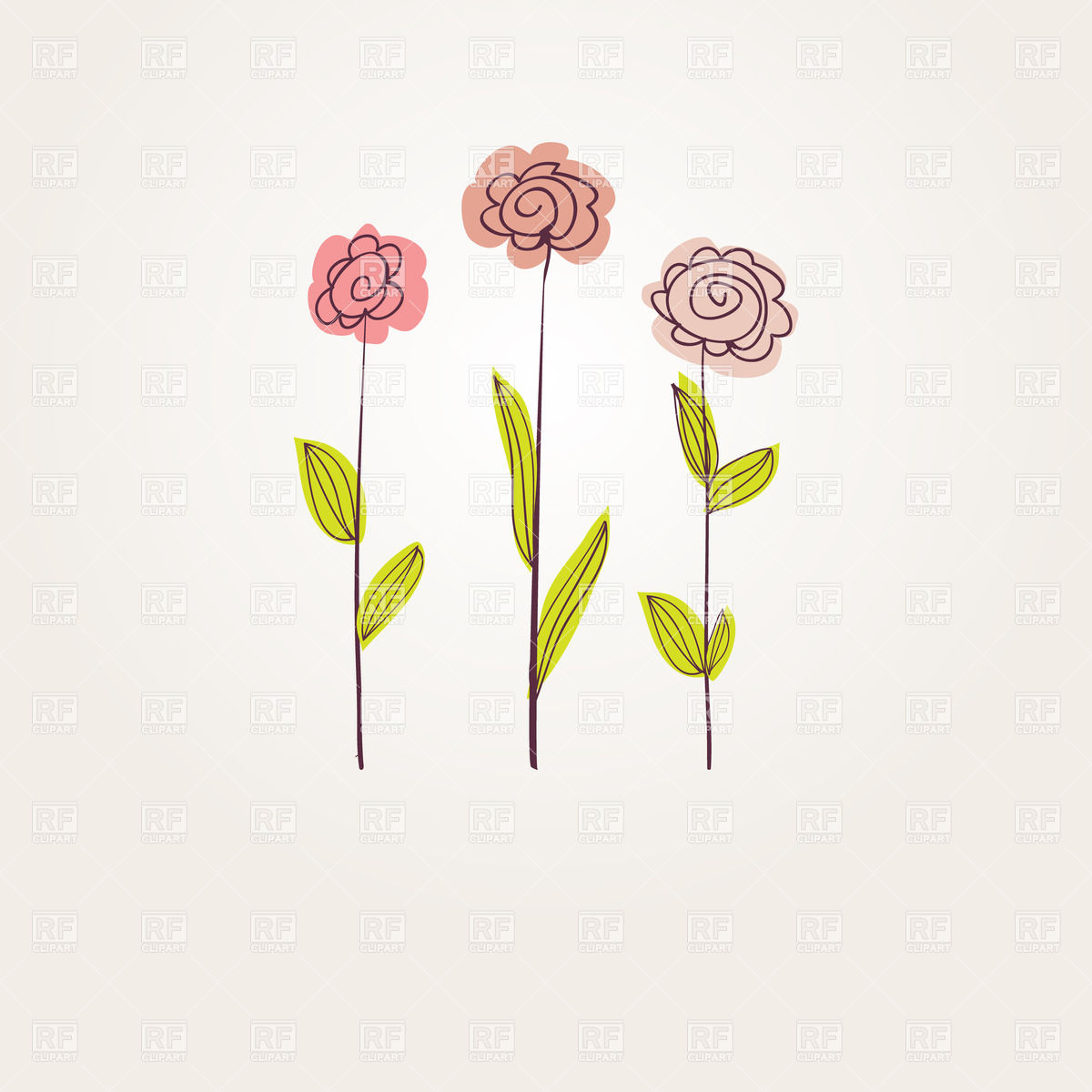 Three Simplistic Hand Drawn Flowers Vector Image Of Plants 1200x1200 Three Simplistic Hand Drawn Flowers Vector Image Of Plants