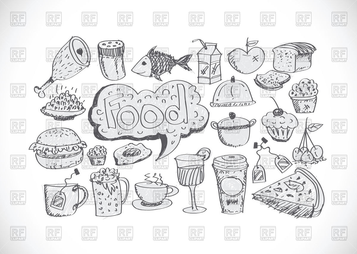 1200x853 Hand Drawn Food Icons Vector Image Of Food And Beverages Tumdee